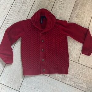 Boys Janie and Jack Red Cable-Knit Shawl Collar Cardigan sweater